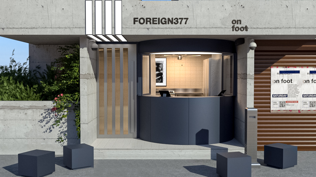 photograph of people walking around